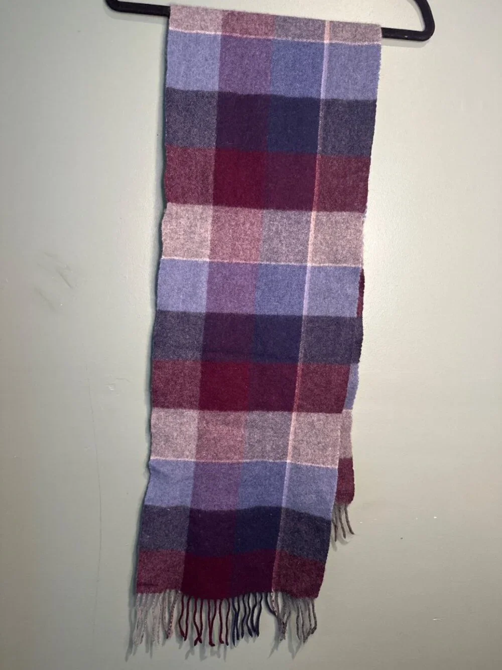 Via Condotti Roma 100% Virgin Wool Plaid Scarf Fringe Old Money Fall Cozy